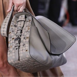 Bottega Veneta Rivet Embellished Intrecciato Shoulder Bag